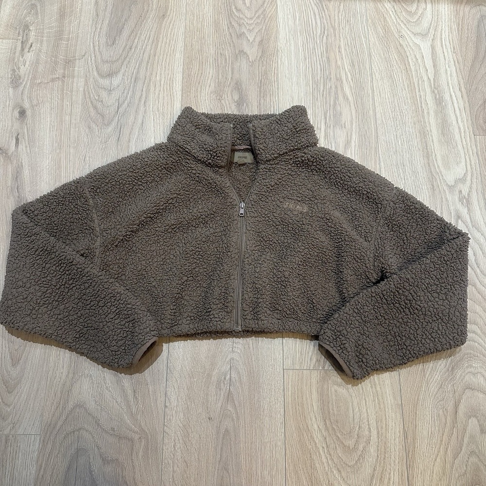 SKIMS Teddy High Pile Fleece Cropped Jacket Size M Brown